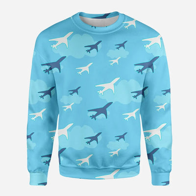 Cool & Super Airplanes aviation design printed on soft cotton blend 3D sweatshirt.