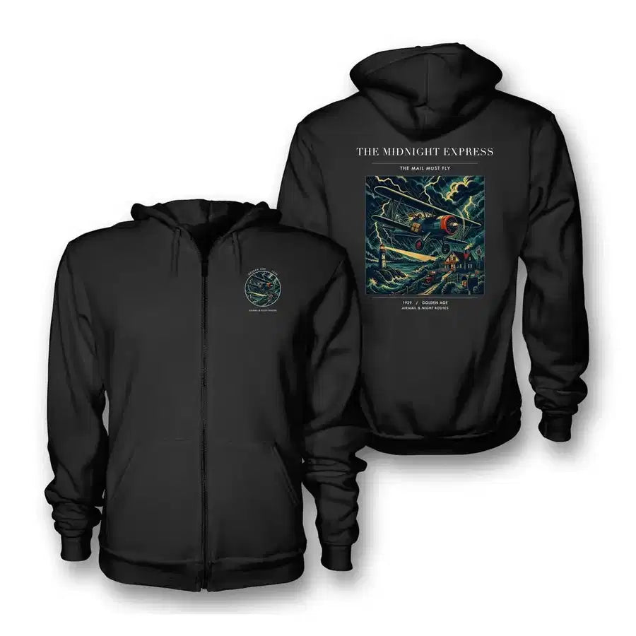 VINTAGE G4033 - The Midnight Express - Premium Zipped Hoodie design on black