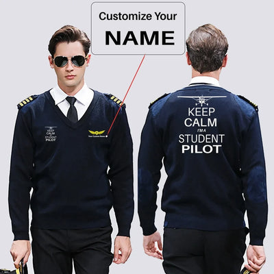 Student aviation design on premium wool blend wool pilot sweater.