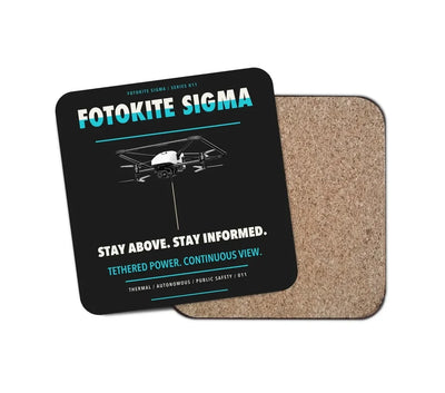 Fotokite Sigma design on black 1 piece coaster