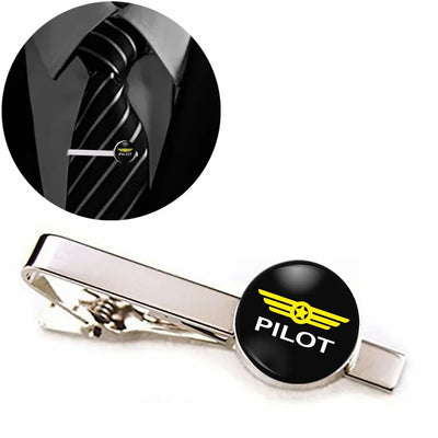Side view of Pilot & Badge aviation tie clip in stainless steel, polished finish.