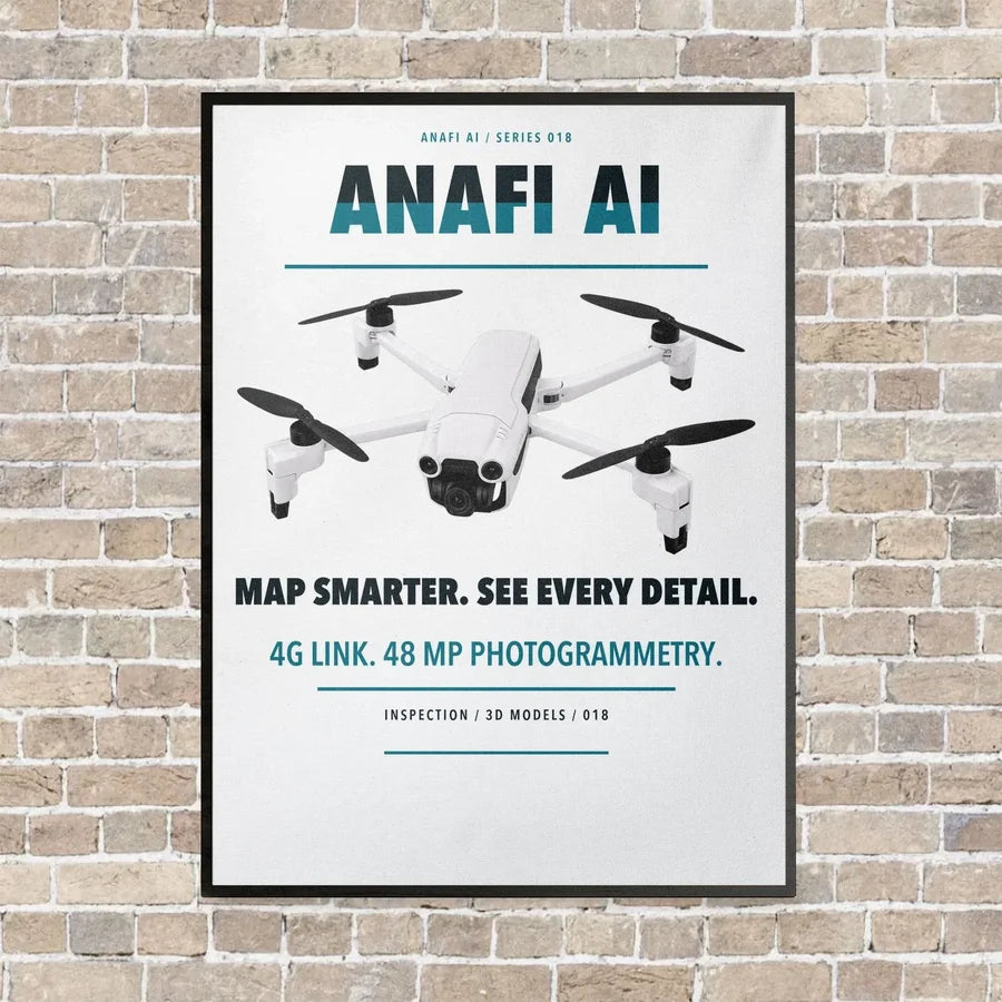 Parrot ANAFI Ai vertical canvas print - framed - white background
