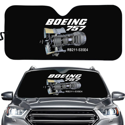 Boeing 757 & Rolls Royce Engine (RB211) aviation design on reflective polyester car sun shade.