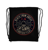 Thumbnail for Fighter Jet 16 - Death From Above aviation design drawstring bag, lightweight polyester construction.