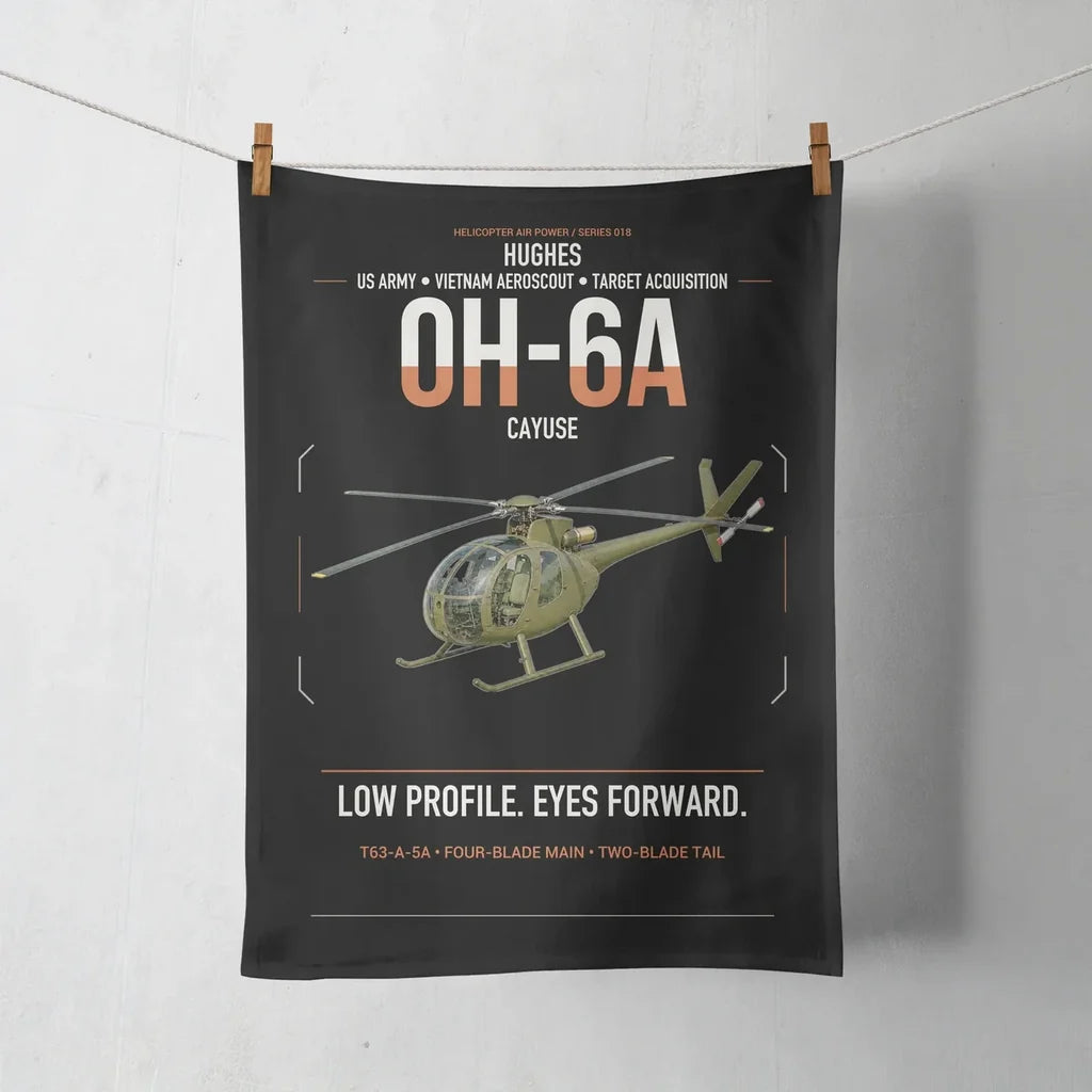 Hughes OH-6A Cayuse design on black towel