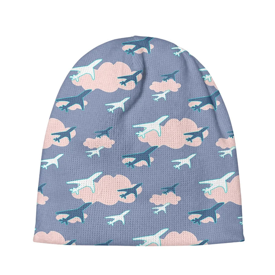 Cool & Super Airplanes (Vol2) aviation embroidery on soft knit fabric 3D knit beanie.
