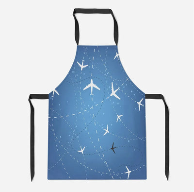 Travelling with aviation design on durable cotton blend kitchen apron.