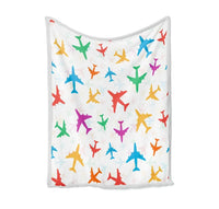 Thumbnail for Cheerful Seamless Airplanes Bed Blankets & aviation print on soft fleece blanket.