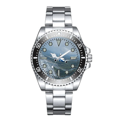 Cruising Boeing 787 Luxury Aviators aviation aviator watch, premium stainless steel body with engraved detail.