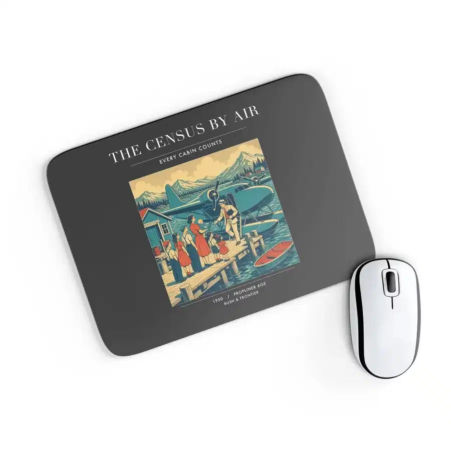 VINTAGE G4416 - The Census By Air - Designed Mouse Pads design on black rectangle