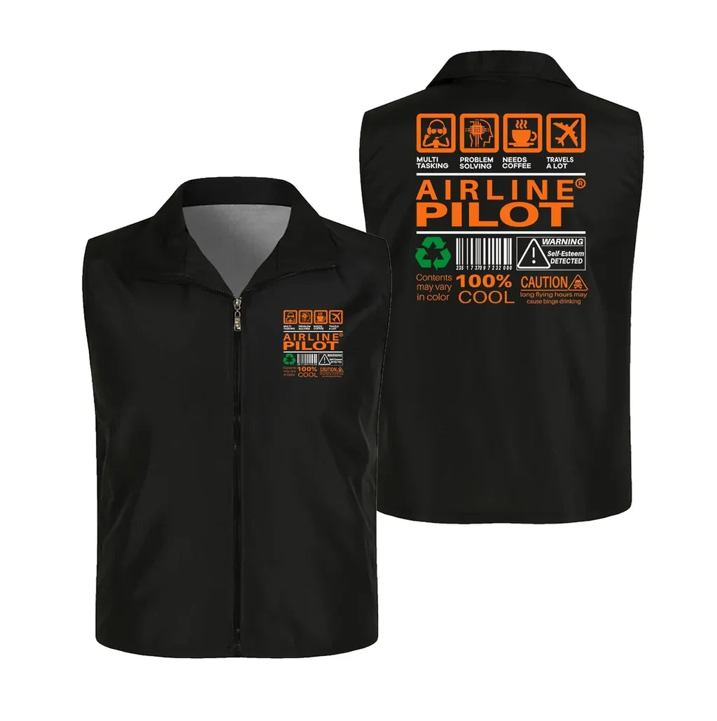 Airline Pilot Label Thin Style aviation design printed on lightweight shell with sleeveless design thin vest.