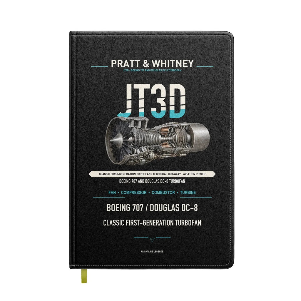 JT3D design on black notebook