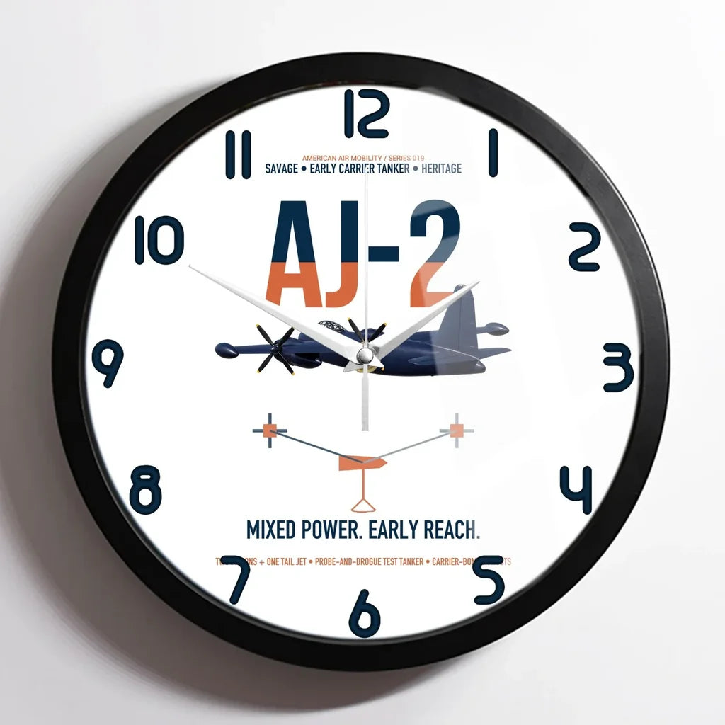 AJ-2 Savage Tanker design on white framed wall clock