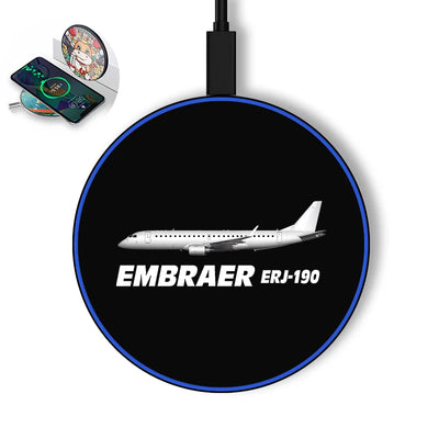 The Embraer ERJ-190 aviation design on durable build wireless charger.