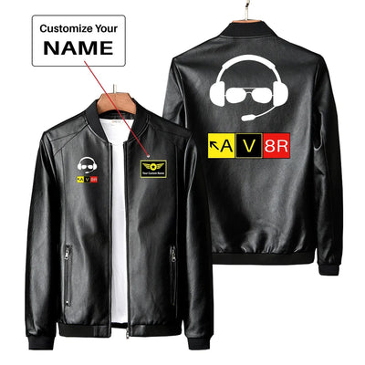 AV8R 2 PU aviation design printed on genuine leather with quilted lining leather jacket.