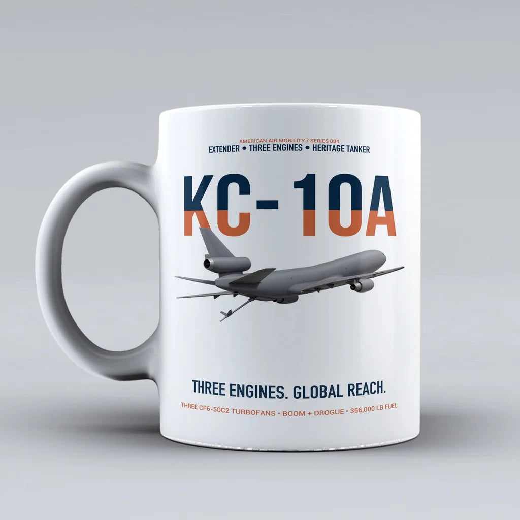 KC-10A EXTENDER design on white ceramic mug, double-side print
