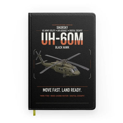 Sikorsky UH-60M Black Hawk design on black notebook