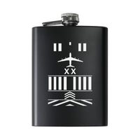 Thumbnail for Products Runway (Customizable) aviation design on stainless hip flask, compact pocket-size flask.