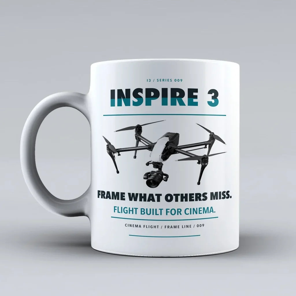 Inspire 3 Mug design on white dji