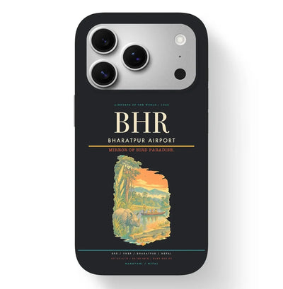 Bharatpur Airport (BHR) design on black iPhone 17 Pro MagSafe case