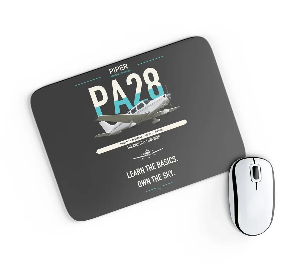 Piper PA-28-181 Archer LX design on black rectangle mouse pad