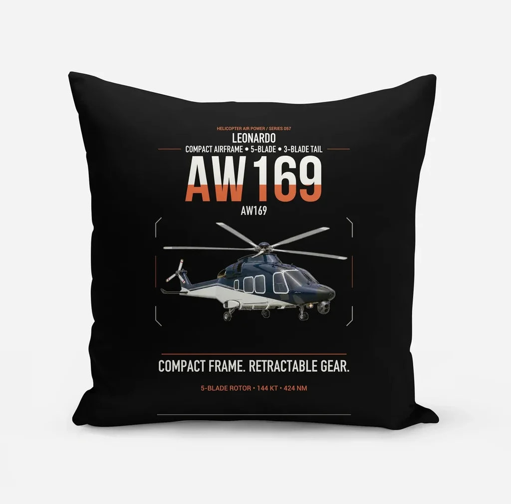 Leonardo AW169 design on black pillow