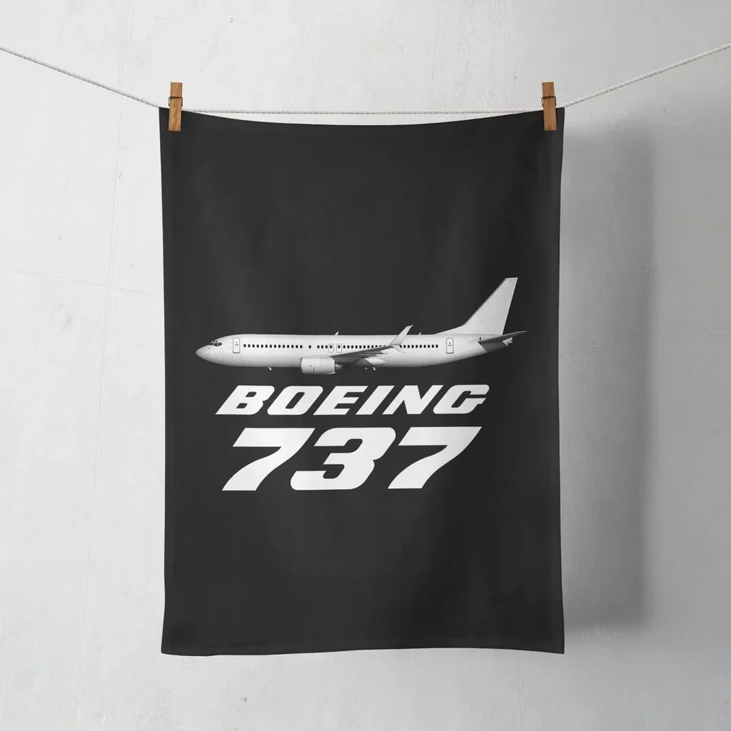The Boeing 737 aviation design on soft absorbent cotton towel.