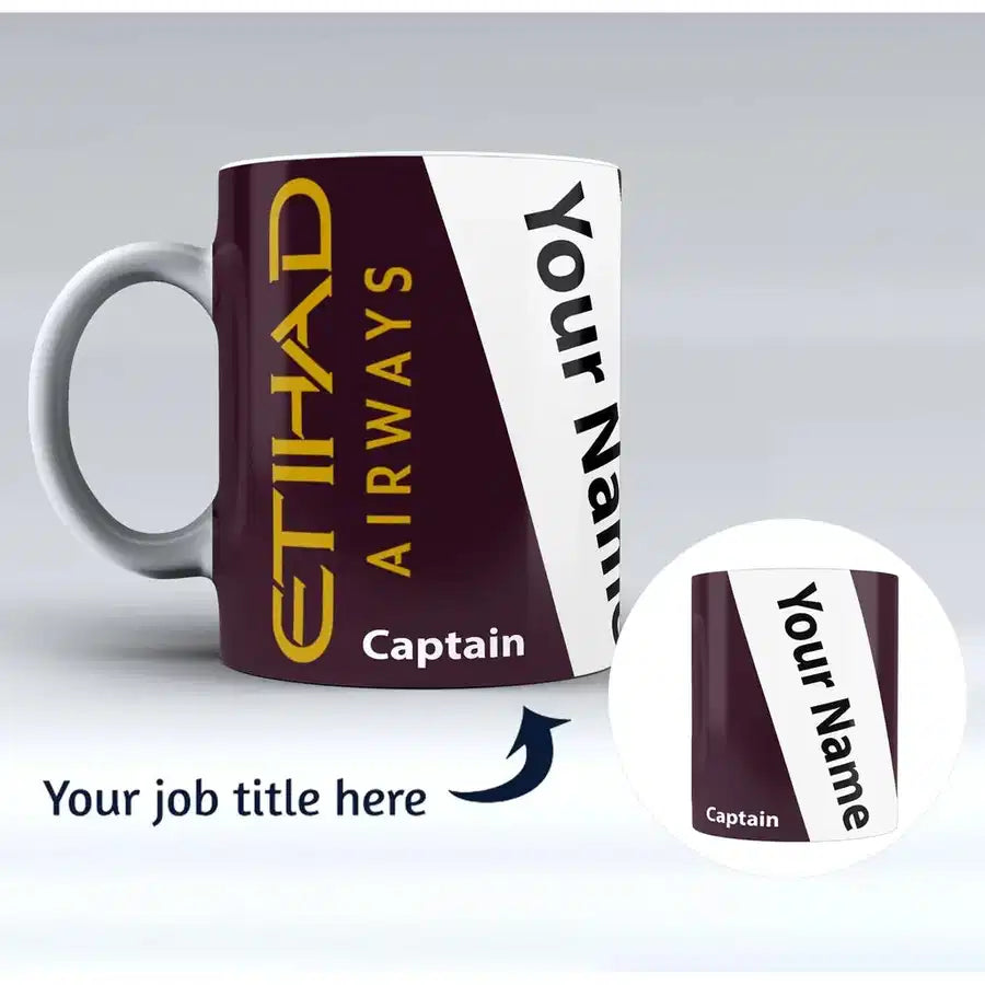 Etihad Airways Airlines Designed Ceramic White Mugs - view 1