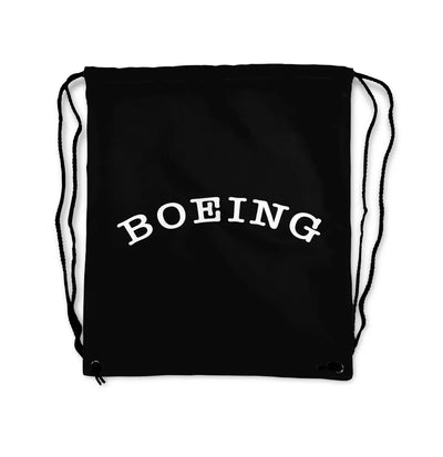 Special BOEING Text aviation drawstring bag in lightweight polyester.
