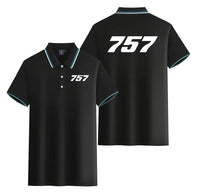 Thumbnail for Boeing 757 Flat Text Stylish Polo T-Shirts (Double-Side) aviation design printed on soft cotton stylish double-side polo.