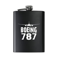 Thumbnail for Boeing 787 & Plane aviation design on stainless hip flask, compact pocket-size flask.