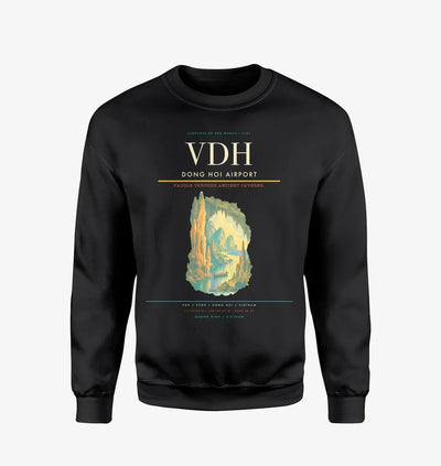 Dong Hoi Airport (VDH) design on black sweatshirt