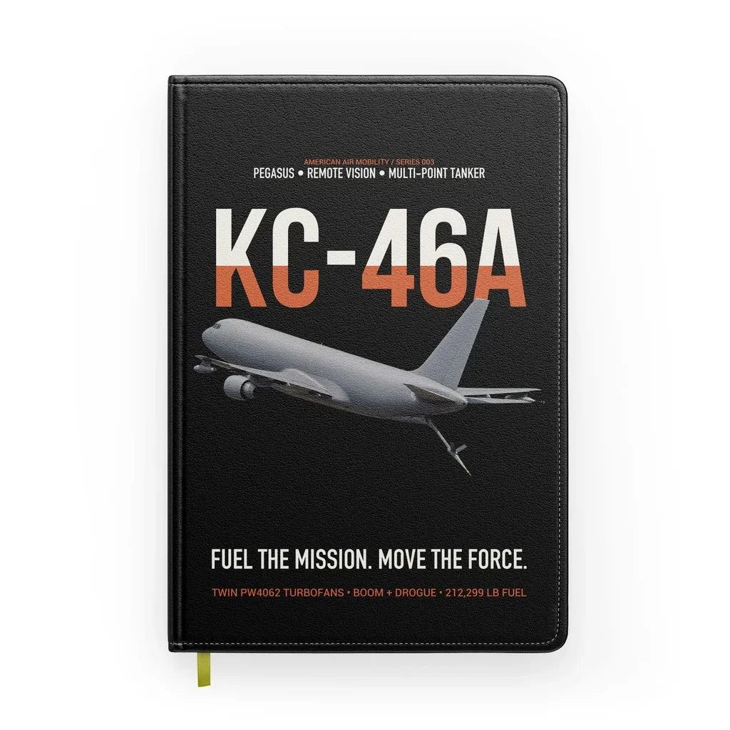 KC-46A PEGASUS design on black notebook