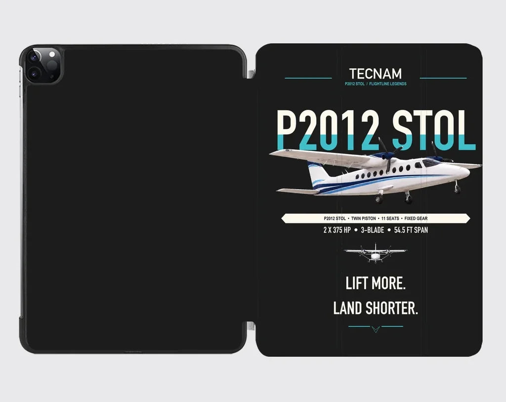 Tecnam P2012 STOL design on black ipad tablet case