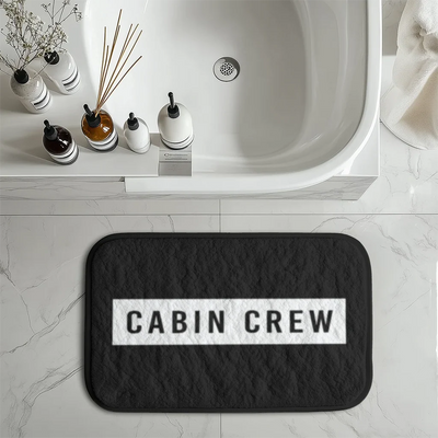 Cabin Crew Text aviation design on soft absorbent fabric with non-slip backing bath mat.