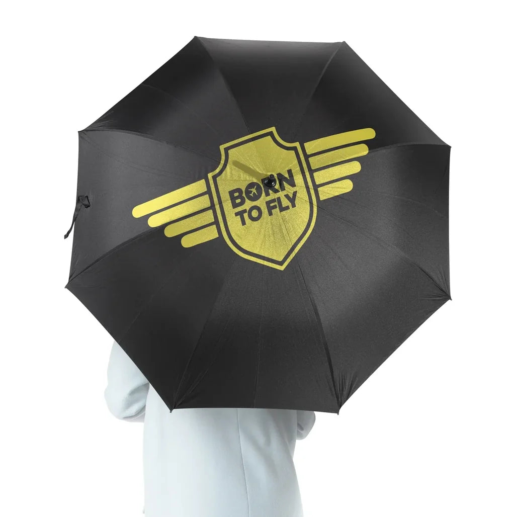 Born To Fly aviation design on windproof polyester umbrella.