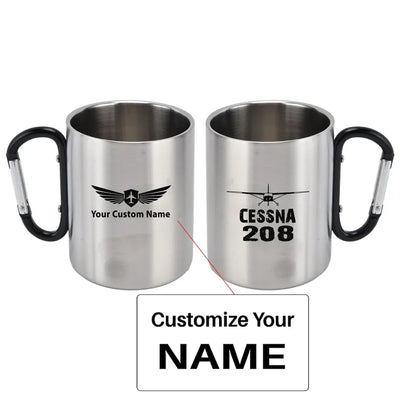 Cessna 208 & Plane aviation design on outdoor mug, durable insulated construction.
