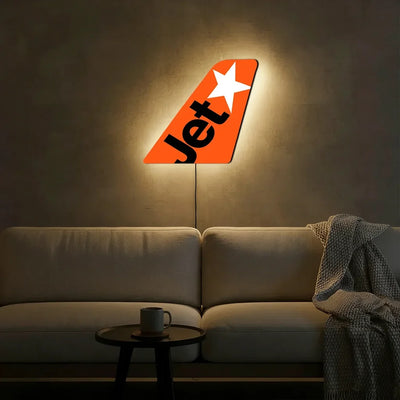Jetstar Airlines aviation design on durable metal with LED aircraft tail wall art.