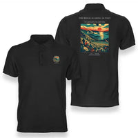 Thumbnail for VINTAGE G4475 - The Ridge Soaring Sunset - Double-Side Polo T-Shirt design on black