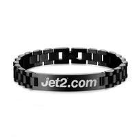 Thumbnail for Side view of JET2 Airlines aviation chain bracelet in stainless steel, polished finish.