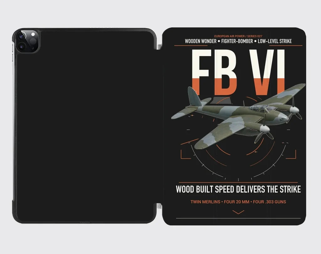 de Havilland Mosquito FB VI design on black ipad tablet case