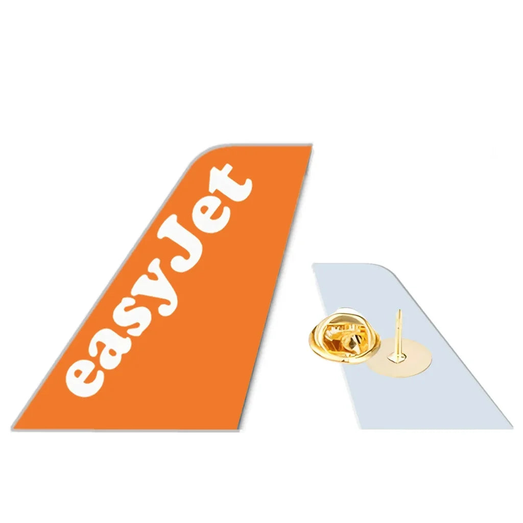 Easyjet Airlines aviation design tail-shape badge pin in polished alloy.