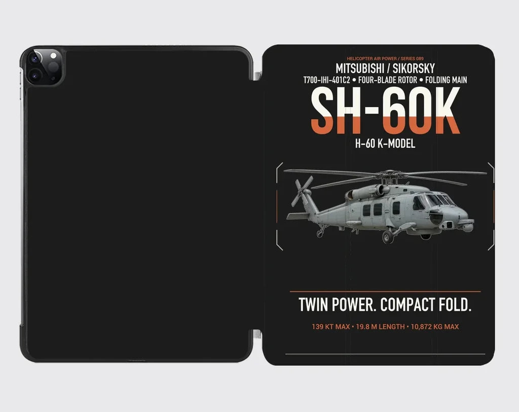 Mitsubishi Sikorsky SH-60K design on black ipad tablet case