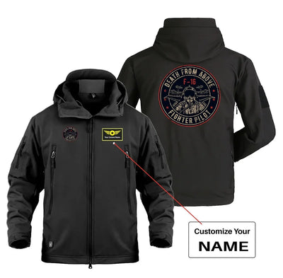 Fighter Jet 16 - Death From Above Military Jackets (Customizable) aviation design printed on heavy cotton shell with field-st.