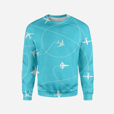 Travel The World By Plane Printed aviation design printed on soft cotton blend 3D sweatshirt.
