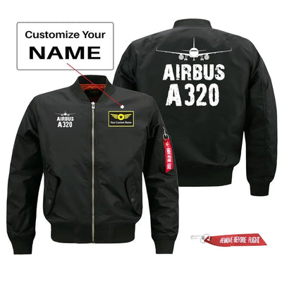 Airbus A320 Silhouette & Pilot Jackets (Customizable) aviation design printed on comfortable shell with classic fit designed.