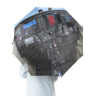 Cessna 172 Cockpit aviation design on windproof polyester umbrella.