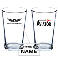 Thumbnail for Aviator Beer & aviation design on beer water glass, versatile drinkware.