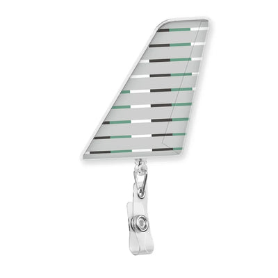 Zipair aviation design on durable plastic with metal clip tail-shape retractable ID card badge.