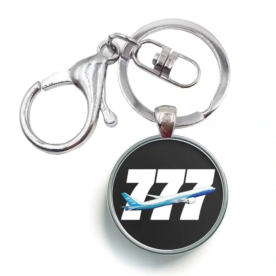 Super Boeing 777 aviation circle key chain, stainless-steel disc.